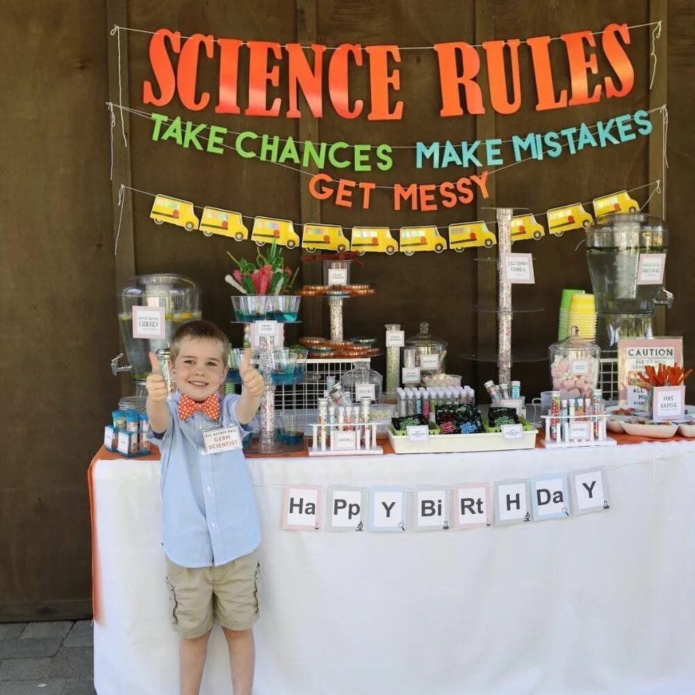 SCIENCE RULES- Paper Banner, Glitter, Coral Orange